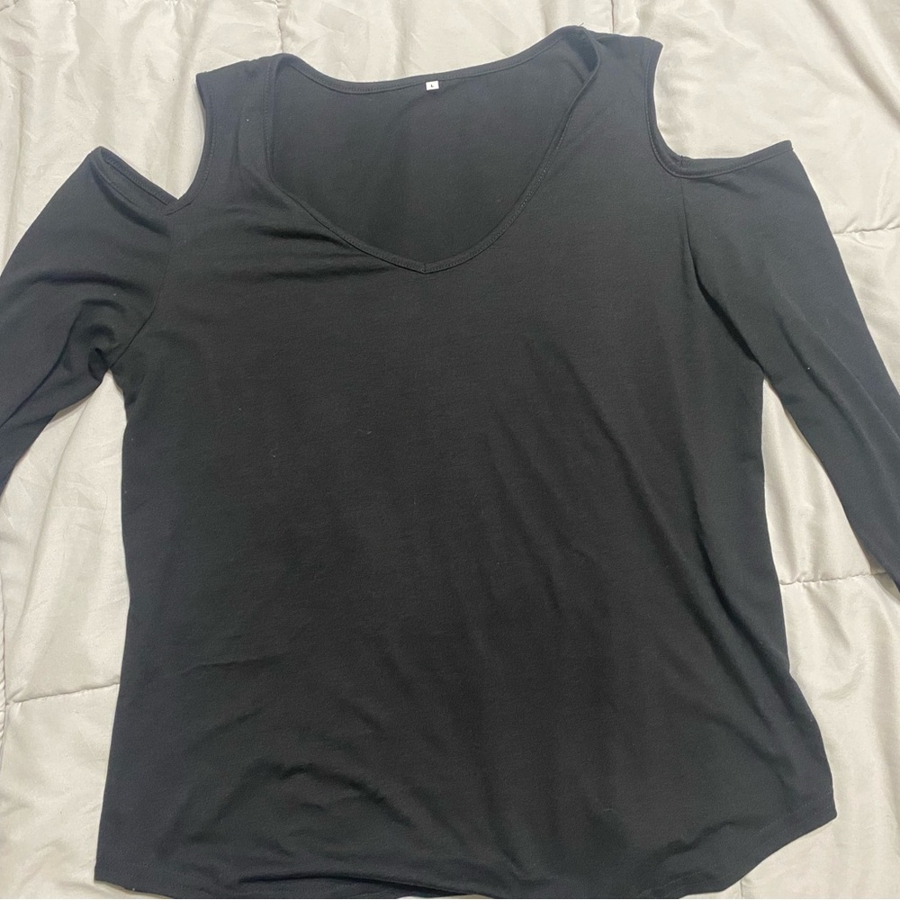 SHEIN Black Cold Shoulder Blouse